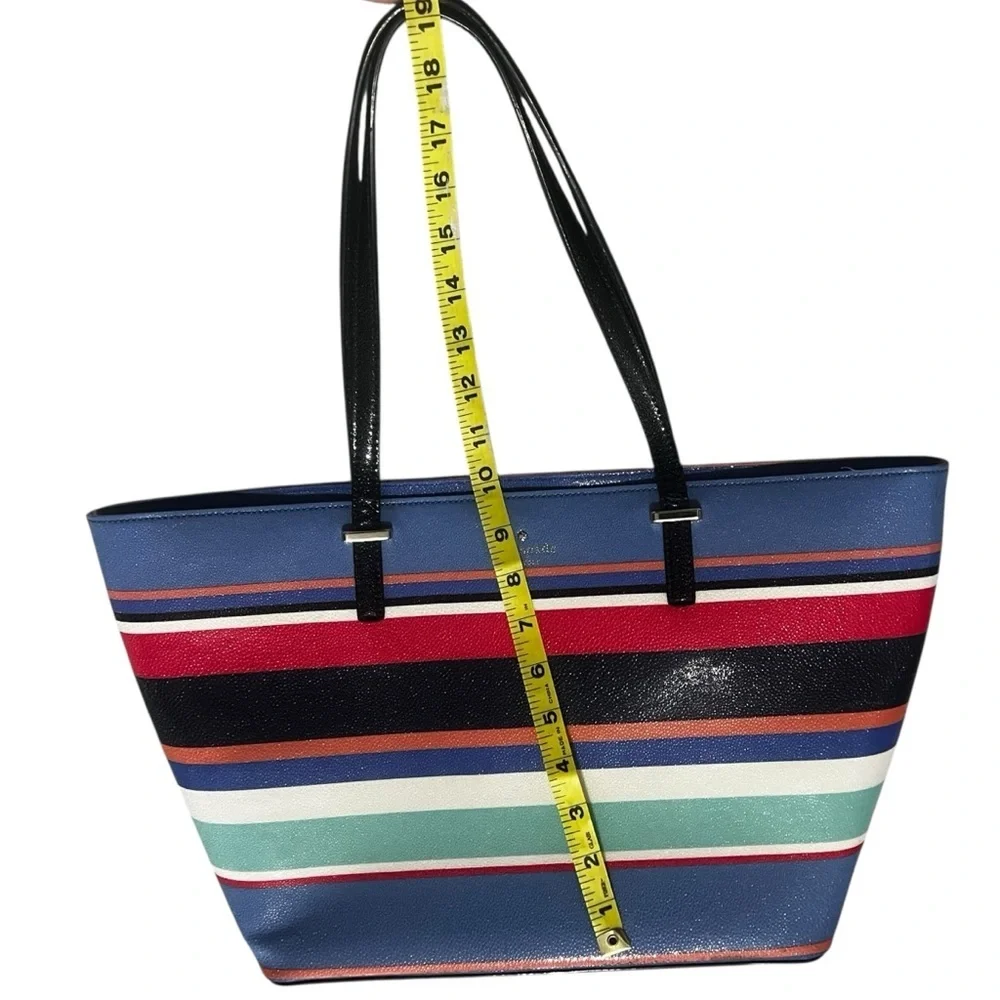 Kate Spade Cedar Street Colorful Striped Leather Tote Bag w/Dust Cover Like New!